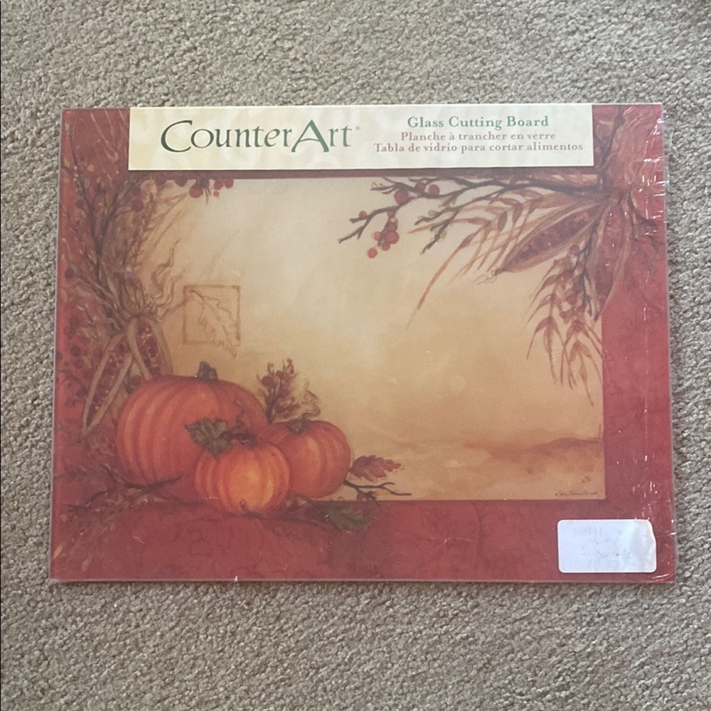 CounterArt Glass Cutting Board with Pumpkin Design